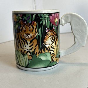 Rain Forest Tiger/Parrot 12-ounce Coffee Mug by  Vitromaster - Tropical Floral